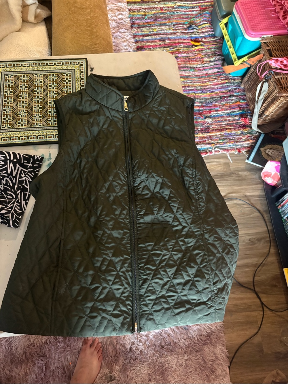 croft & barrow Olive Green Quilted Sleeveless Vest
